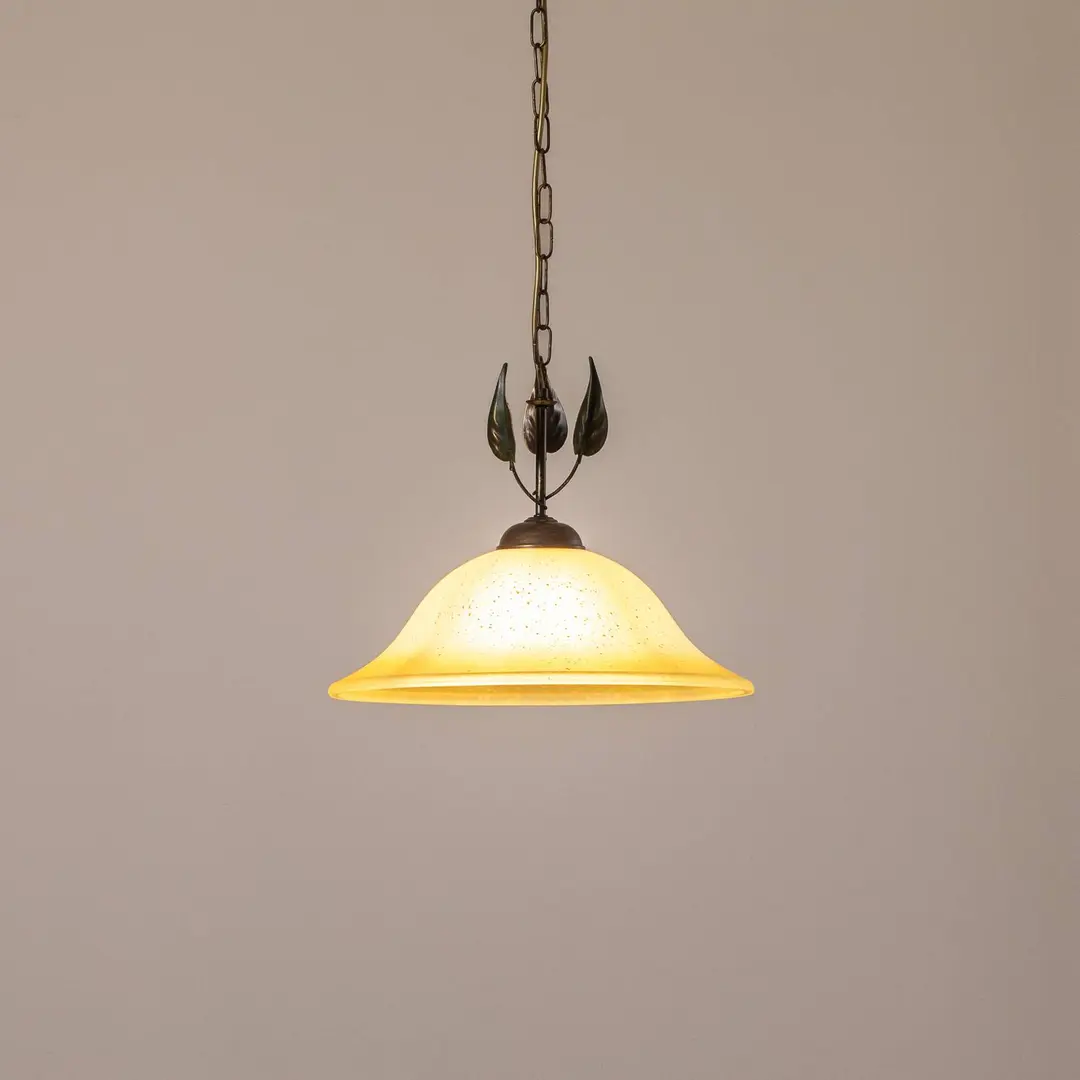 ONLI Hängeleuchte Mira, creme/bronze, Glas, Ø 40 cm, E27
