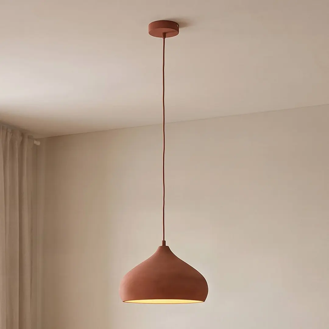 Lindby Pendelleuchte Fiona, Beton, terracottafarben, E27