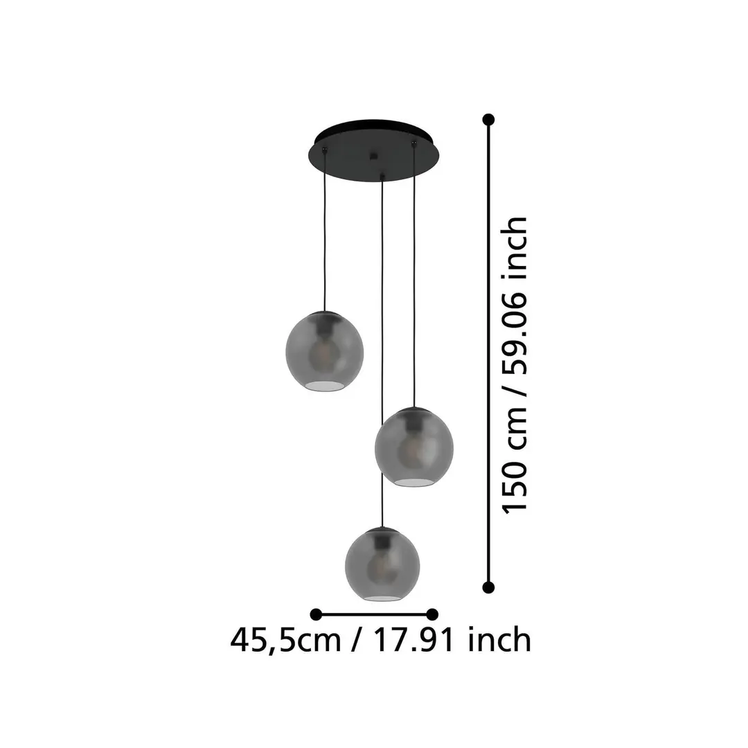 Stars of Light Hängeleuchte Arangona, grau, Ø 46 cm 3-flg.