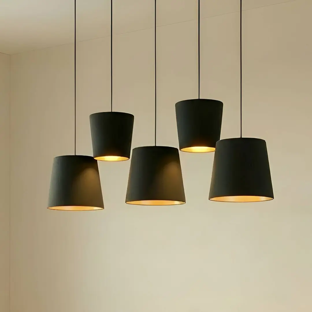 Lucande Thamila Hängeleuchte, schwarz, gold, Eisen