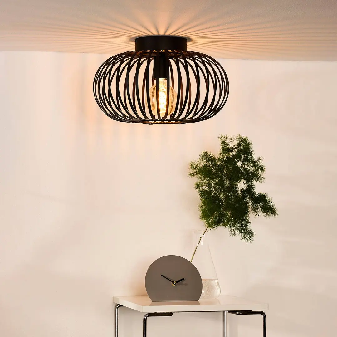 Lucide Käfig-Deckenleuchte Manuela, Ø 40 cm, schwarz