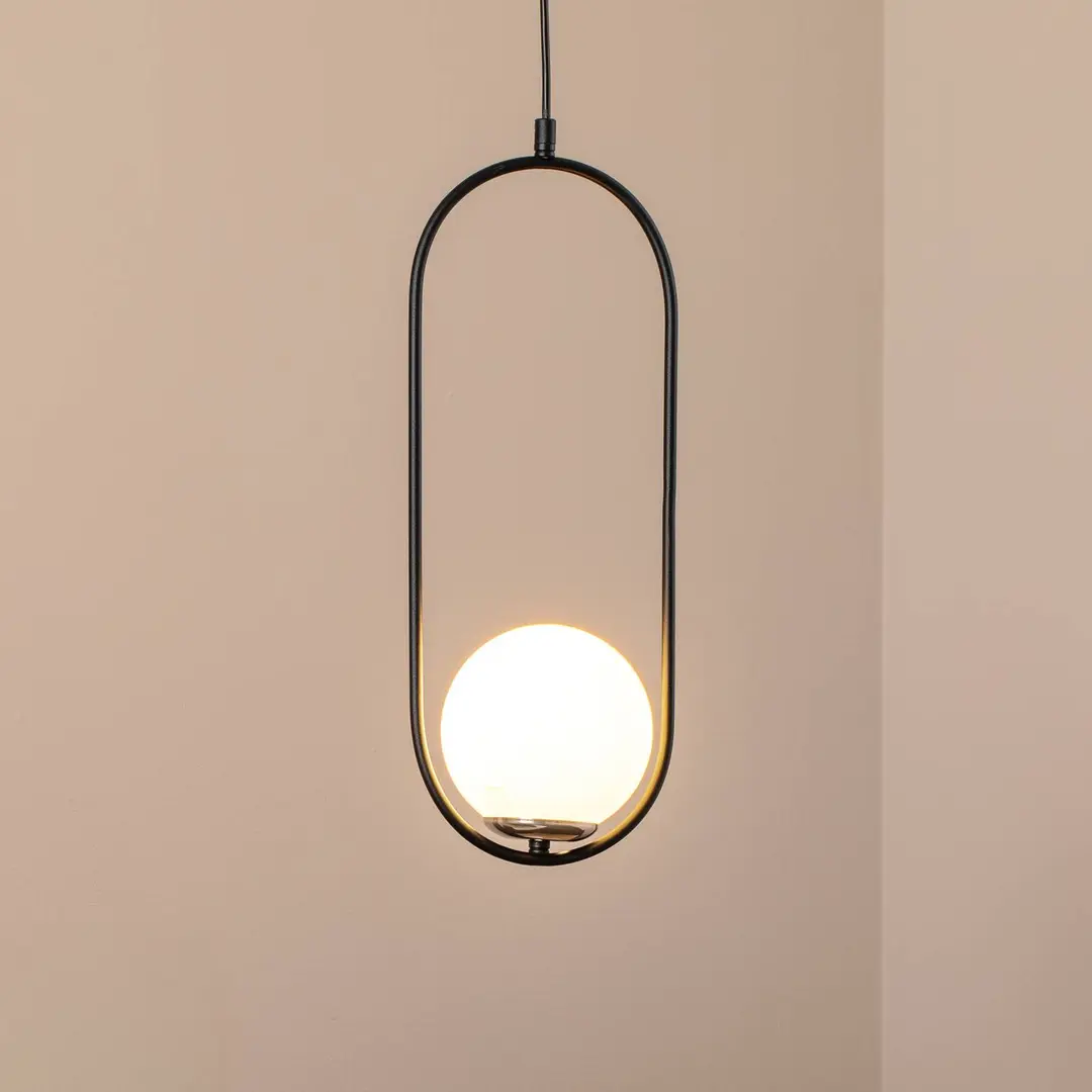 Opviq Hängeleuchte Mudoni, schwarz/weiß, Glas, Metall, E27
