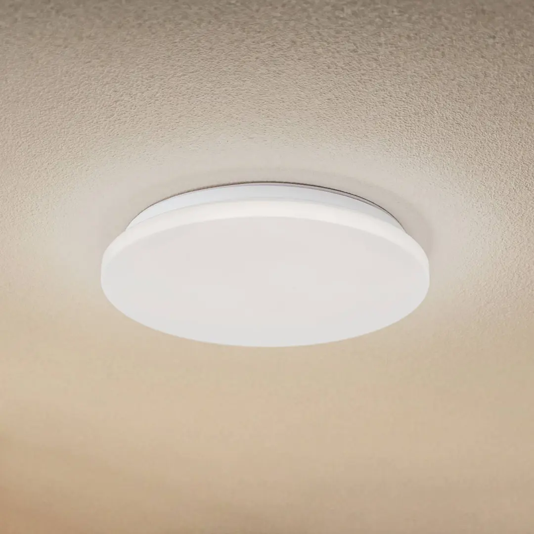 Lindby LED-Außendeckenleuchte Kirkola, 3000 K, Ø 34 cm, weiß