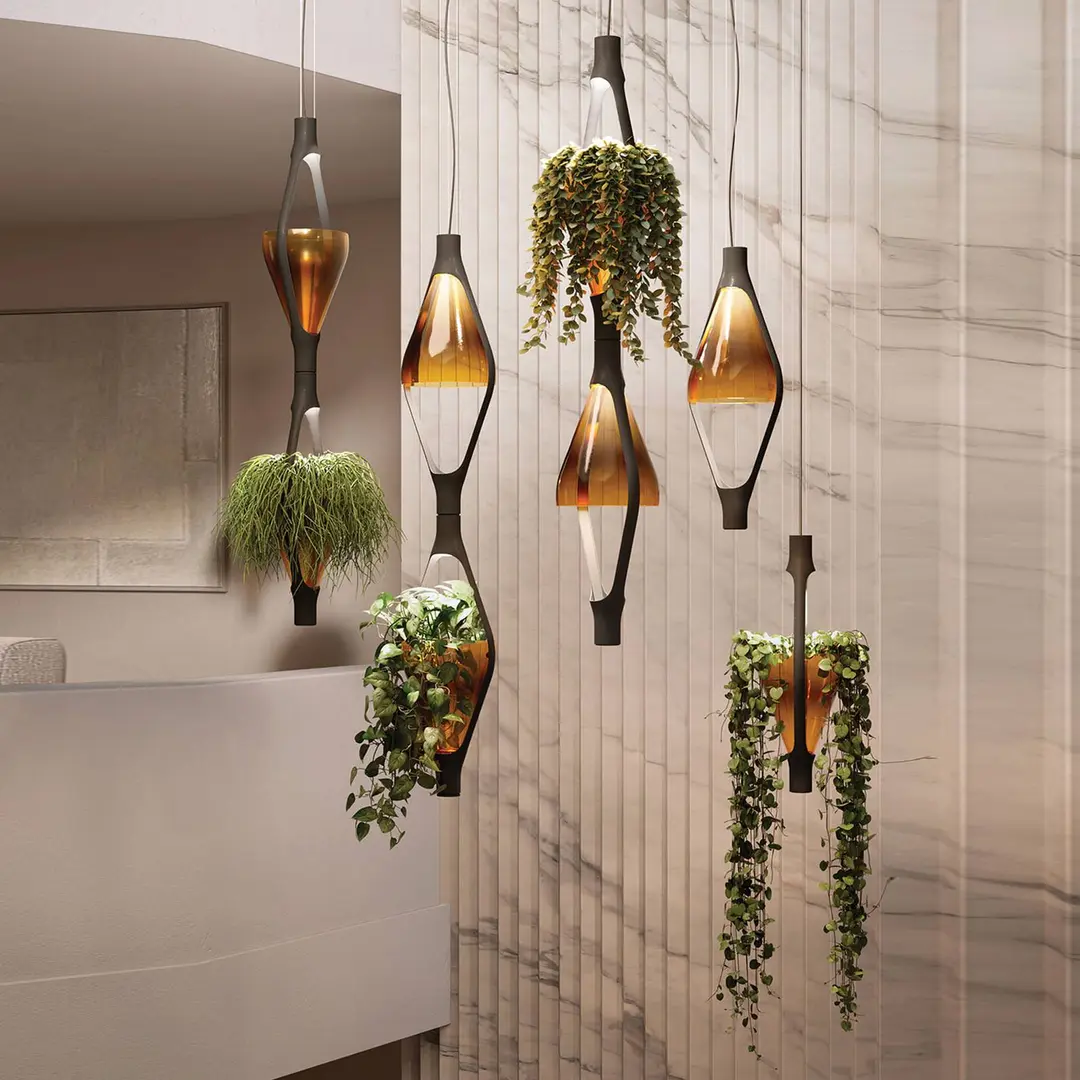 kdln LED-Hängelampe Viceversa, Glas amber, 1-flammig