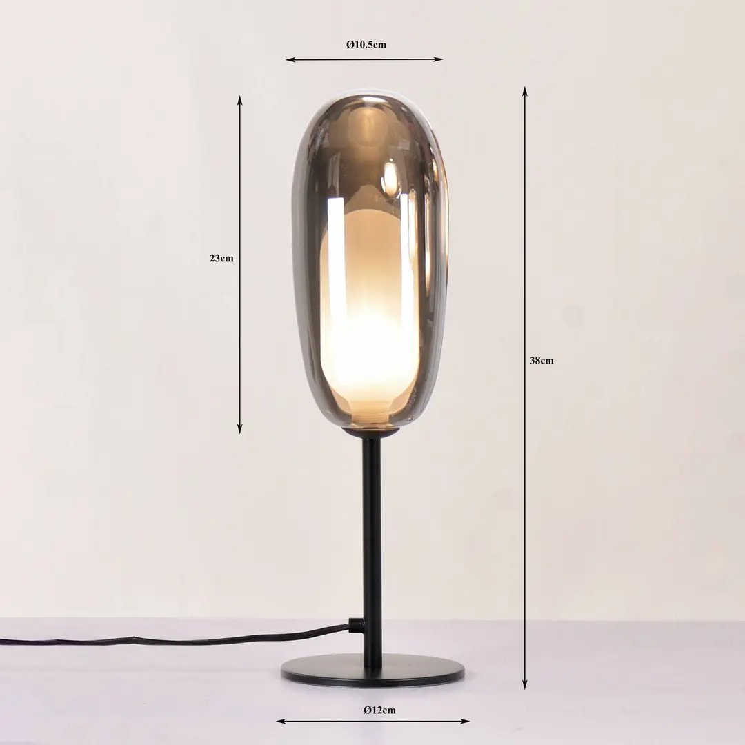 KARE Tischleuchte Columbo, schwarz, Glas, Höhe 39 cm, G9
