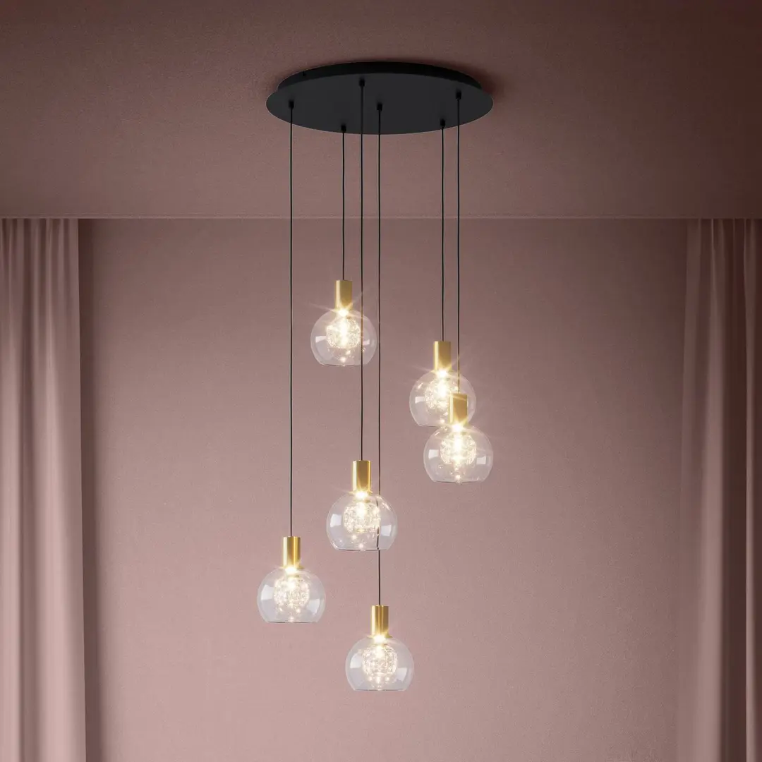 Stars of Light LED-Hängelampe Terque, messing Ø 54 cm 6-flg.