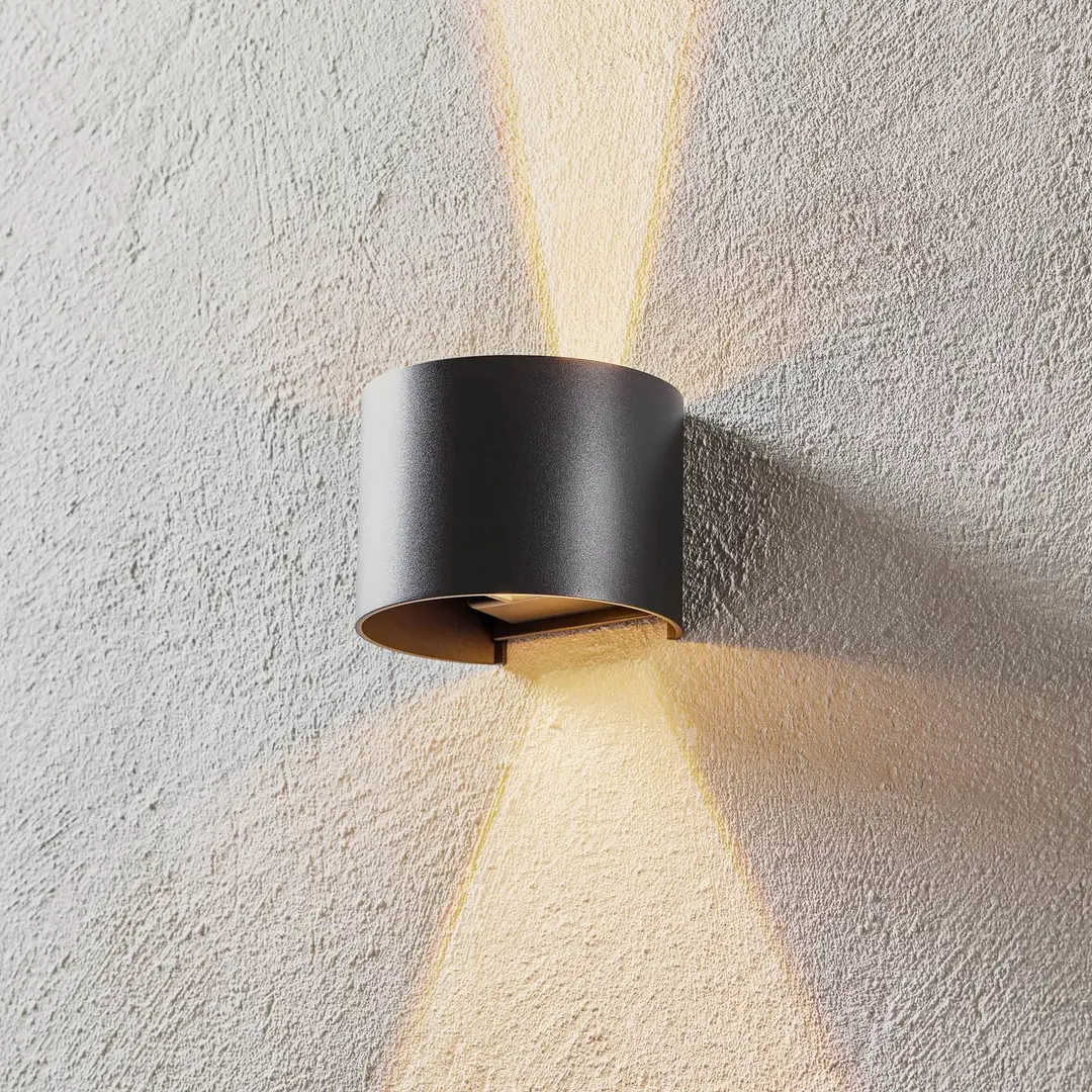 Mantra Iluminación LED-Außenwandlampe Davos rund, on/off, dunkelgrau