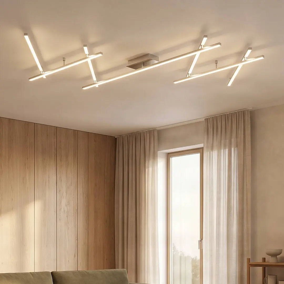 Lindby LED-Deckenleuchte Kerem, 345 cm, nickelfarben, Metall