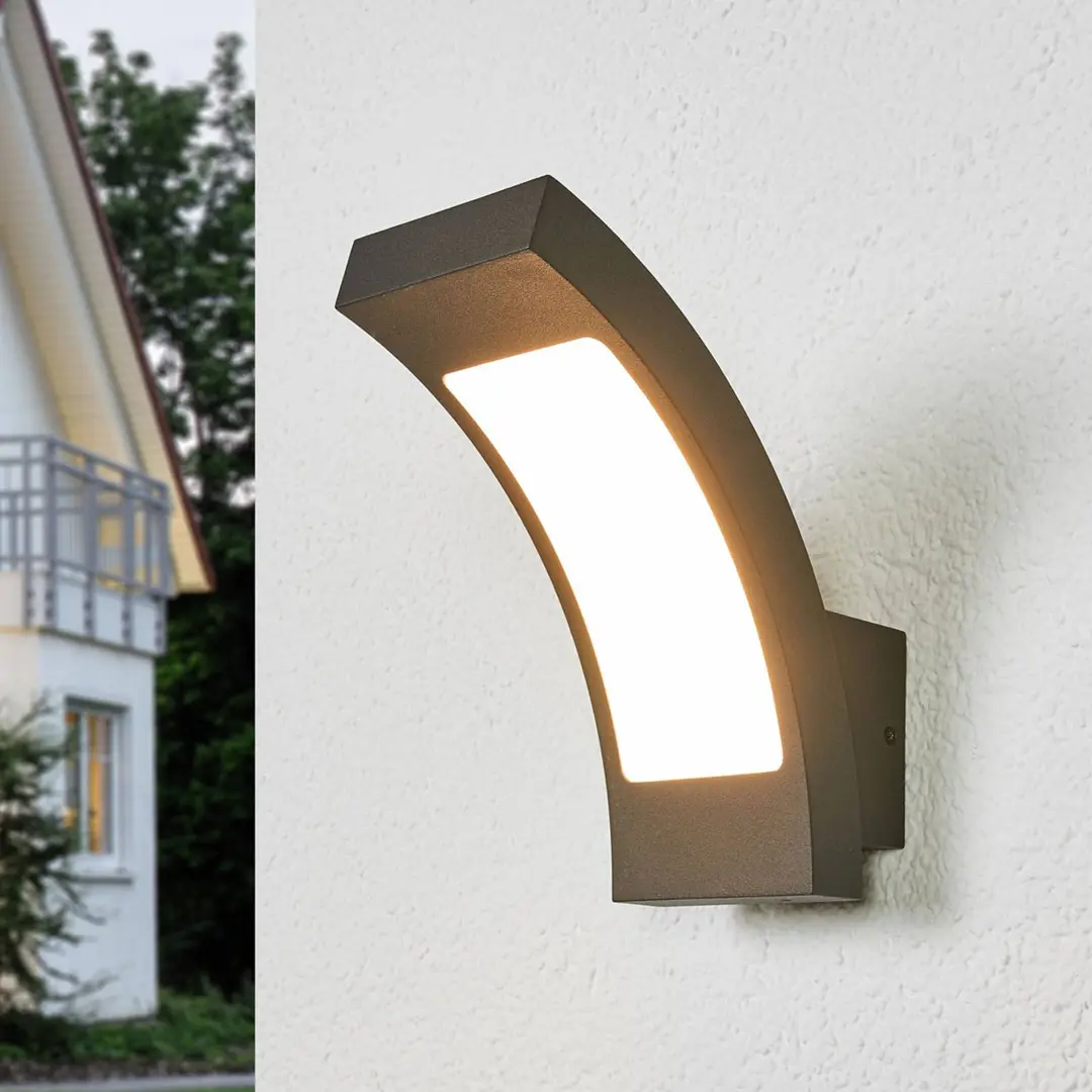 Lucande LED-Außenwandlampe Juvia, 19 cm, anthrazit, IP54