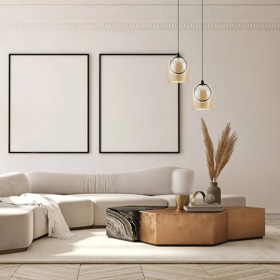Zambelis LED-Hängeleuchte 23079, goldfarben, 1-flammig, Glas, Ø 20 cm