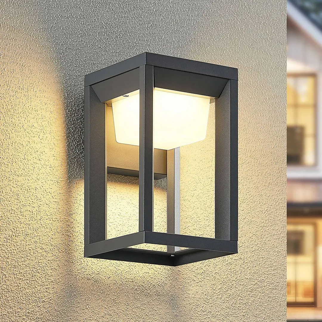 Prios LED-Außenwandlampe Gamion, anthrazit, Metall, IP54