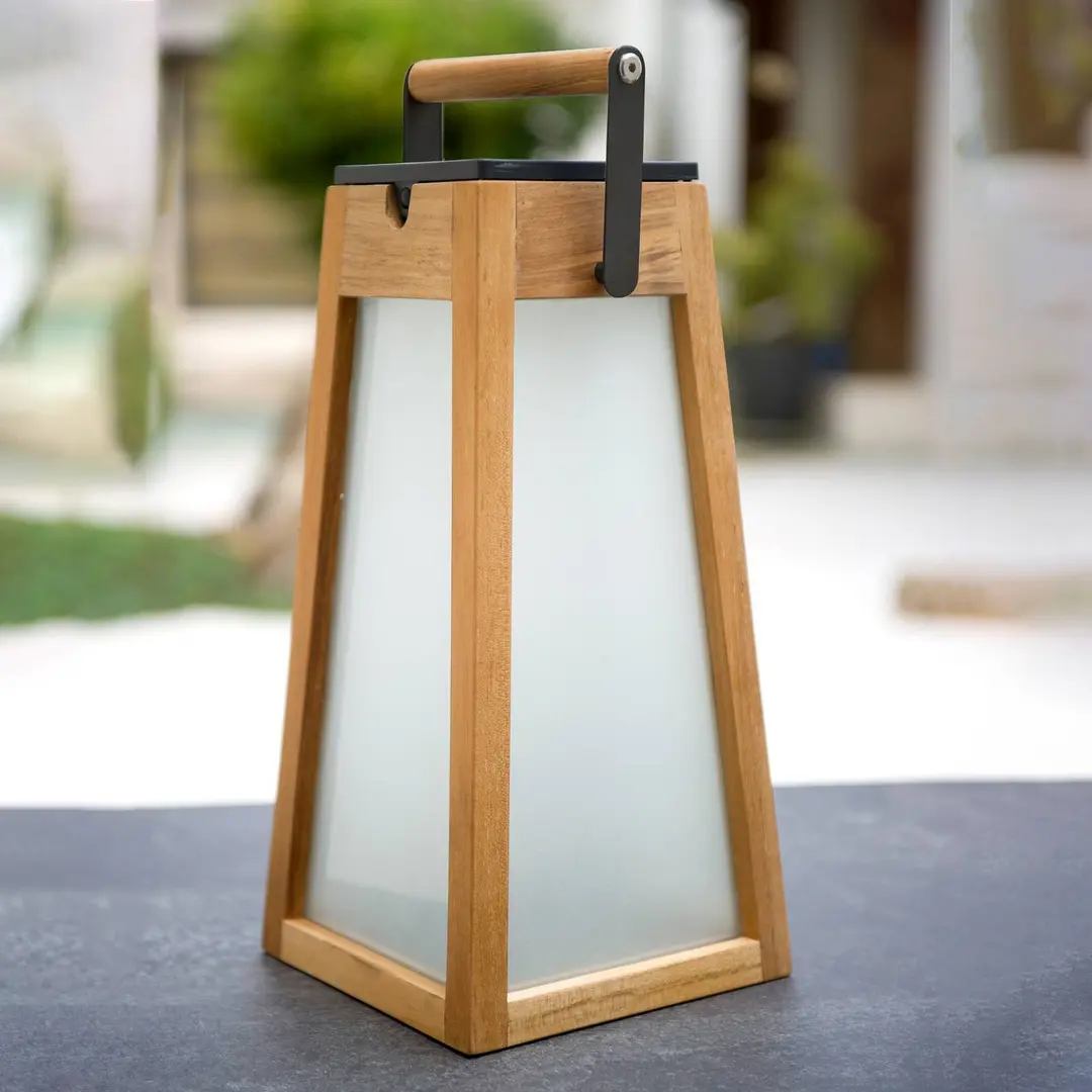 Les Jardins LED-Solarlaterne Tecka, Teakholz natur, 39 cm