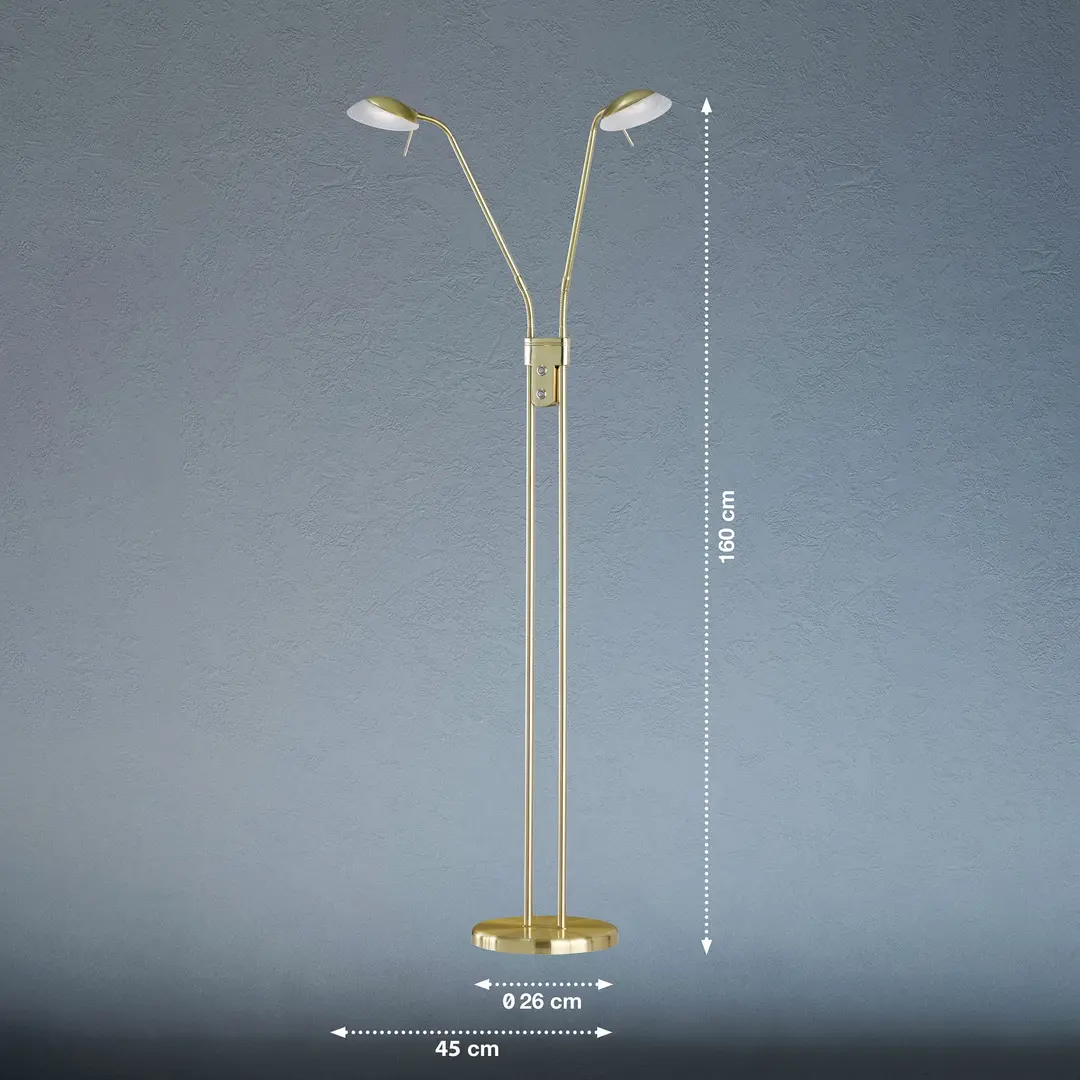 FISCHER & HONSEL LED-Stehleuchte Pool, messingfarben, Höhe 160 cm, 2-flg.