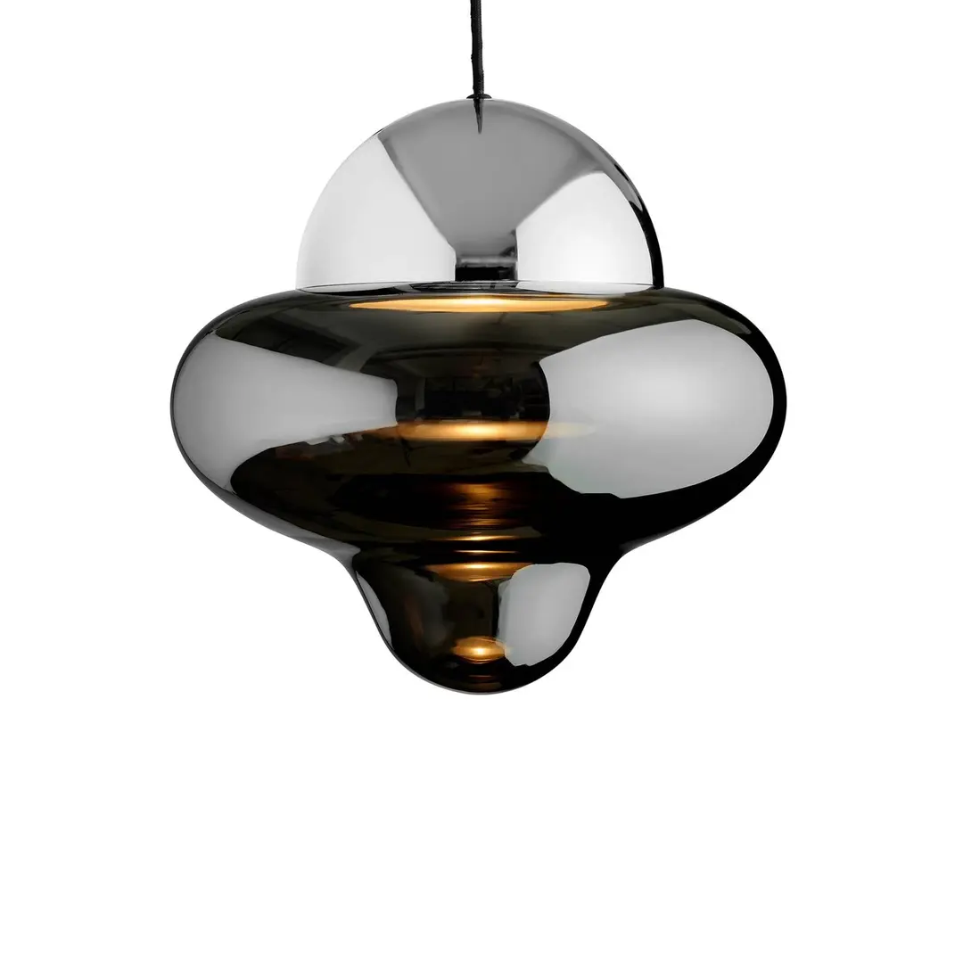 DESIGN BY US LED-Hängeleuchte Nutty XL, rauchgrau / chromfarben, Ø 30 cm