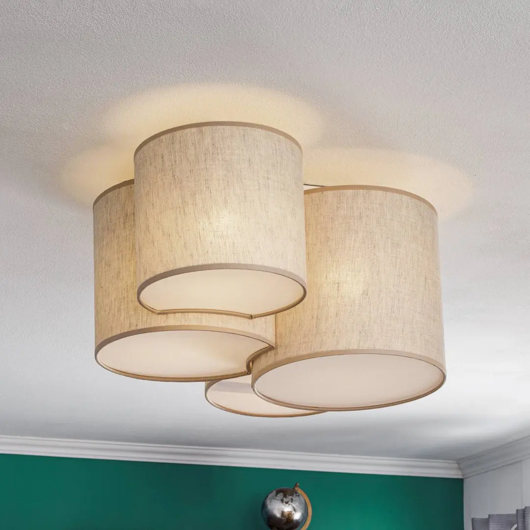 TK Lighting Deckenleuchte Mona Nature, 4-flg. Leinen natur