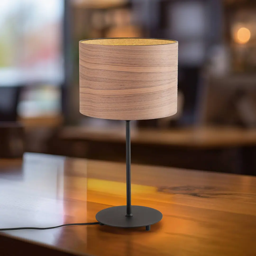 Duolla Tischlampe Veneer, walnuss, Ø 25 cm