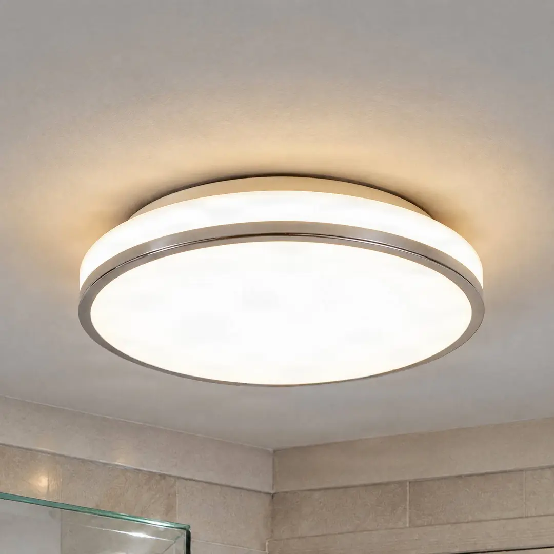 Lindby LED-Deckenleuchte Lyss, Ø 34 cm, chromfarben, IP44