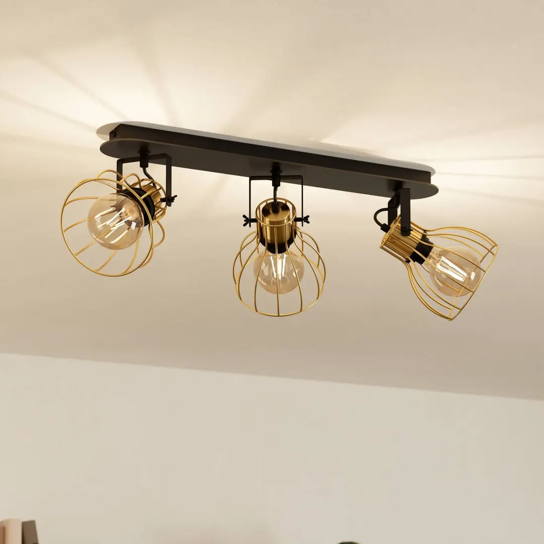 EGLO Sambatello Deckenlampe 3-flammig schwarz/gold