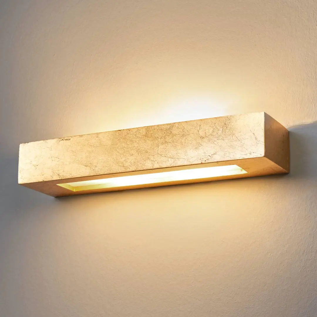 Lindby Wandleuchte Emina, gold, Gips, 36cm, E14
