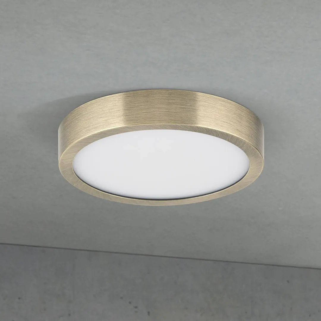 Orion LED-Deckenlampe Disc, messingfarben antik, Ø 14 cm, CCT