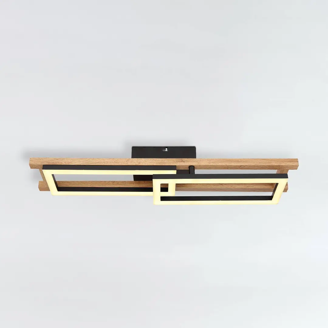 Globo LED-Deckenleuchte Illa in Holzdesign, Länge 69cm