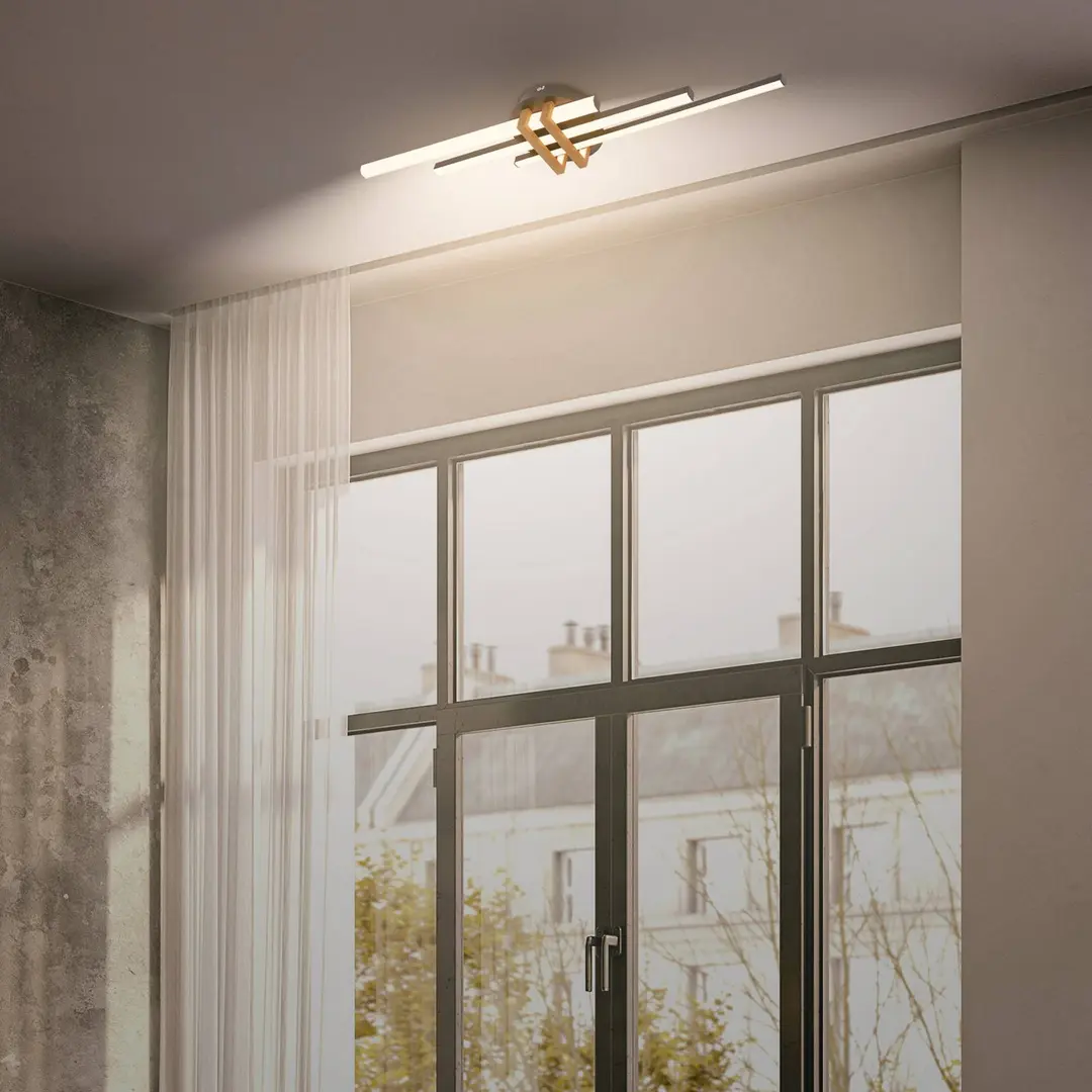 Briloner LED-Deckenlampe Tinka, holzfarben/schwarz, Länge 78 cm