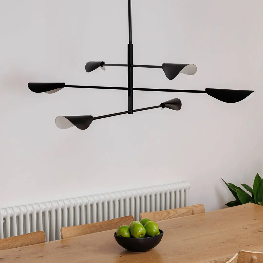 FARO BARCELONA Hängeleuchte Liggera, schwarz, Stahl, Ø 136,8 cm, 6-flg.