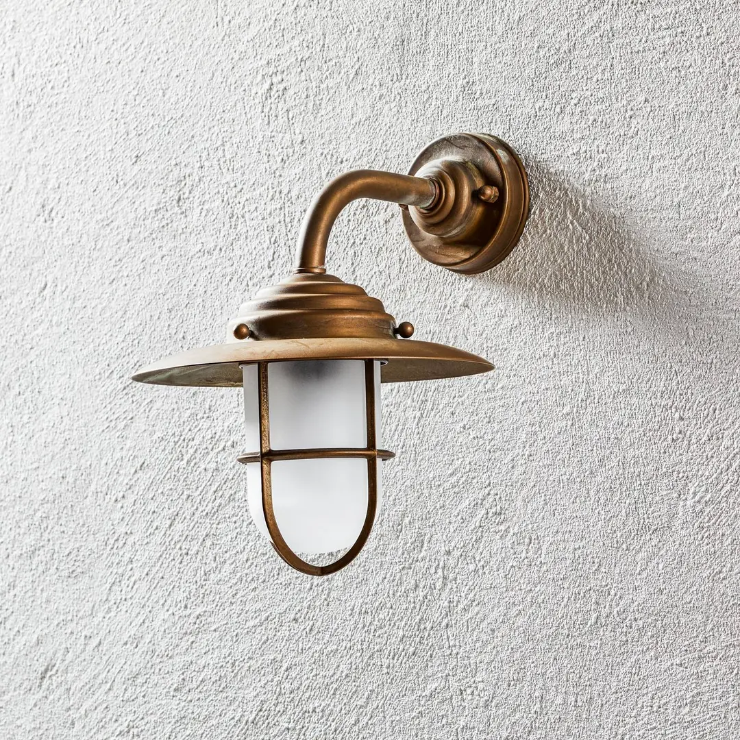 Moretti Luce Außenwandleuchte Antique mit Gitter, Glas matt