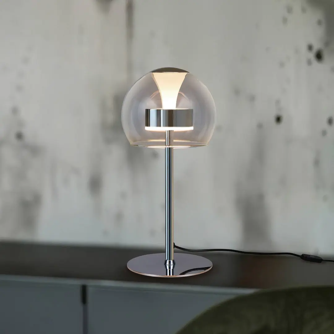 Trio Lighting LED-Tischlampe Flynt, Höhe 35 cm, chromfarben, Metall, CCT
