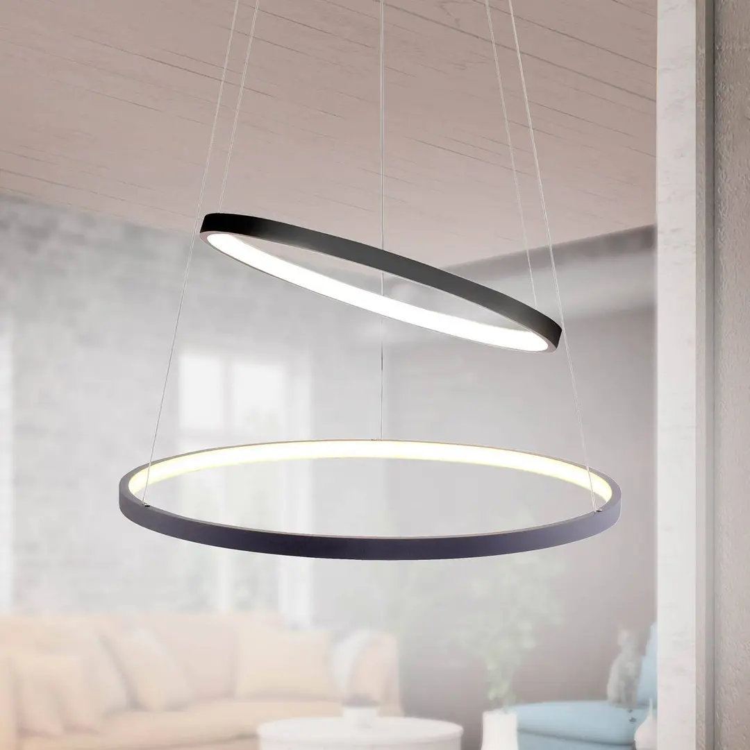 JUST LIGHT. GmbH LED-Hängeleuchte Circle, anthrazit, zweiflammig