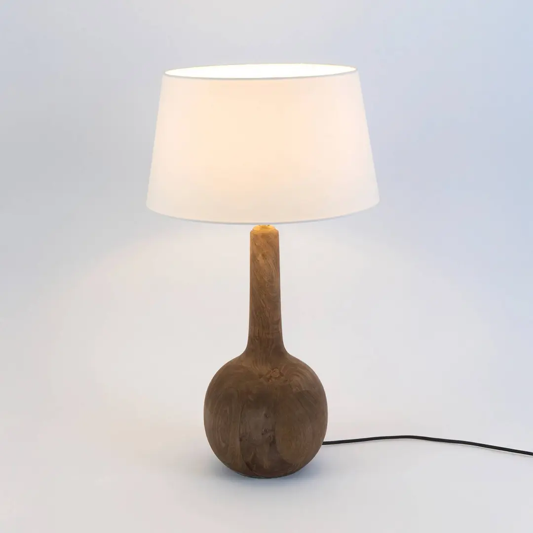 Holländer Tischleuchte VEZZANA, natur/écru, Höhe 47 cm, Mangoholz, E27