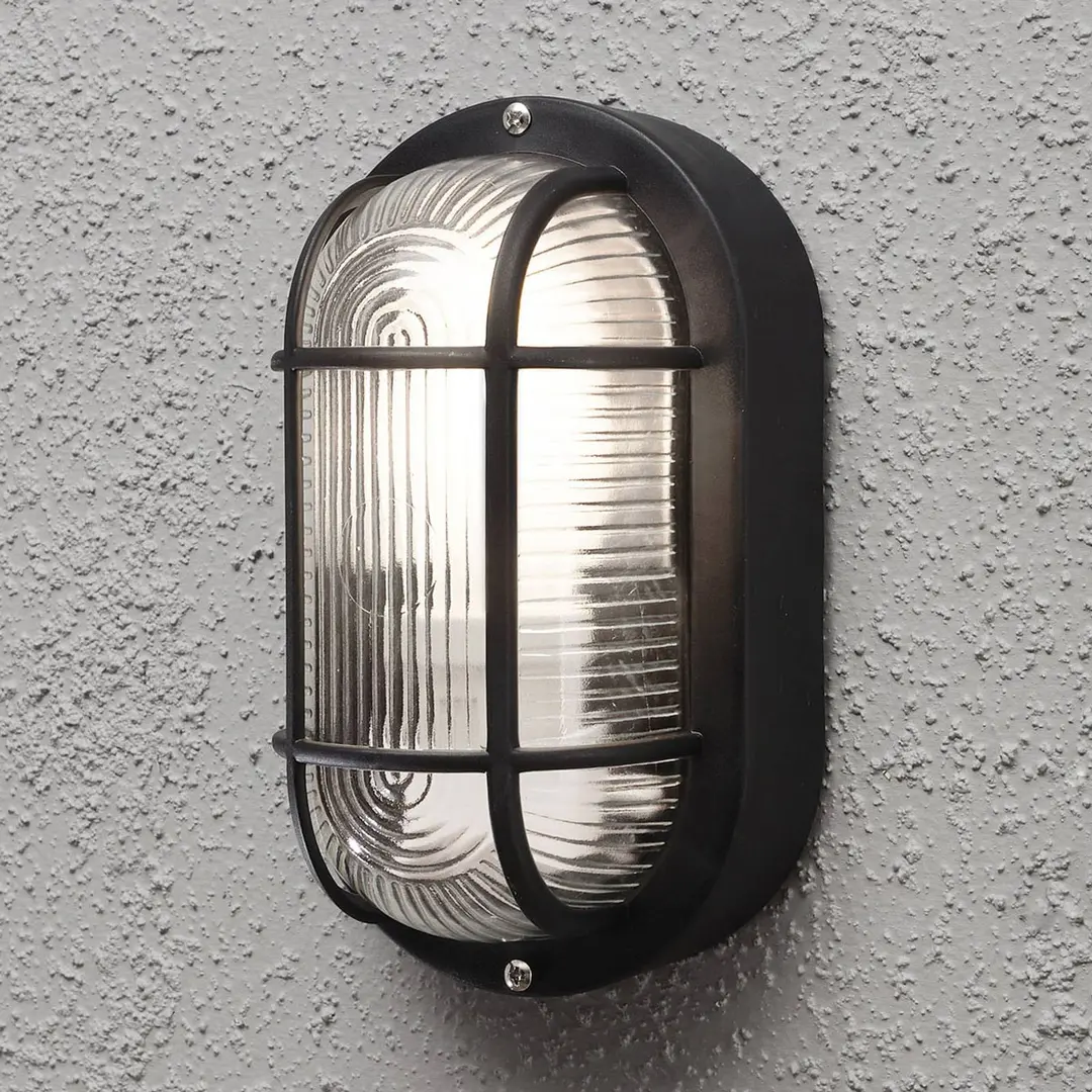 Konstsmide Außenwandlampe Elmas oval, schwarz