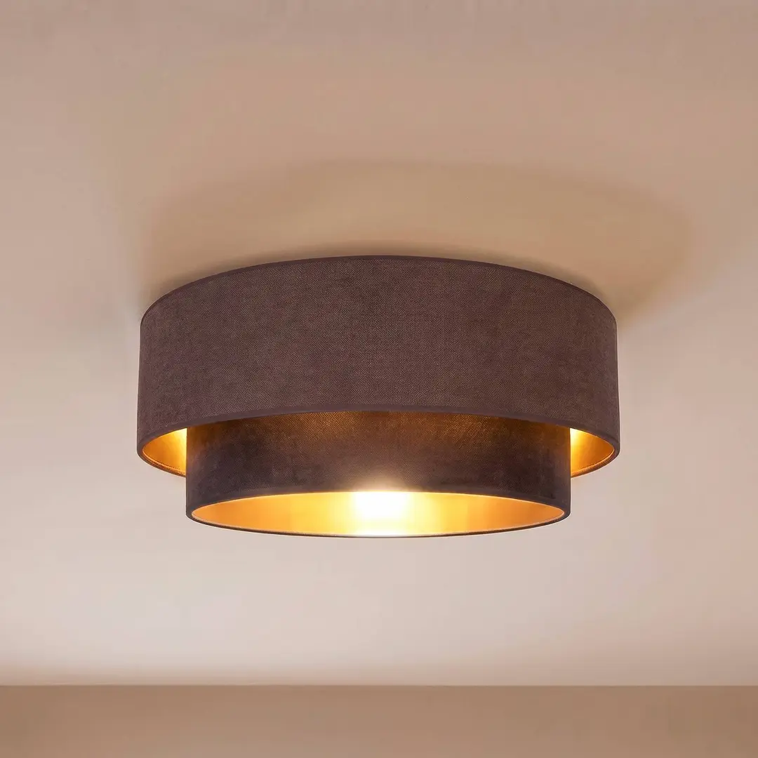 Duolla Deckenlampe Boho, braun/gold, Ø 60 cm, Textil, E27