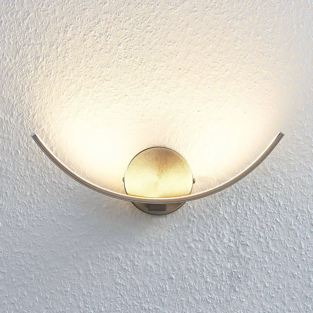 Lindby LED-Wandleuchte Iven, Breite 34 cm, nickel, 3.000 K