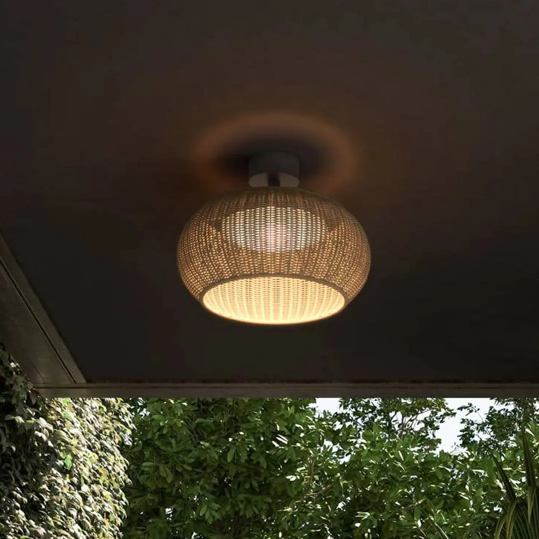 Bover LED-Außen-Deckenlampe Perris, braun/braun, Ø 47 cm