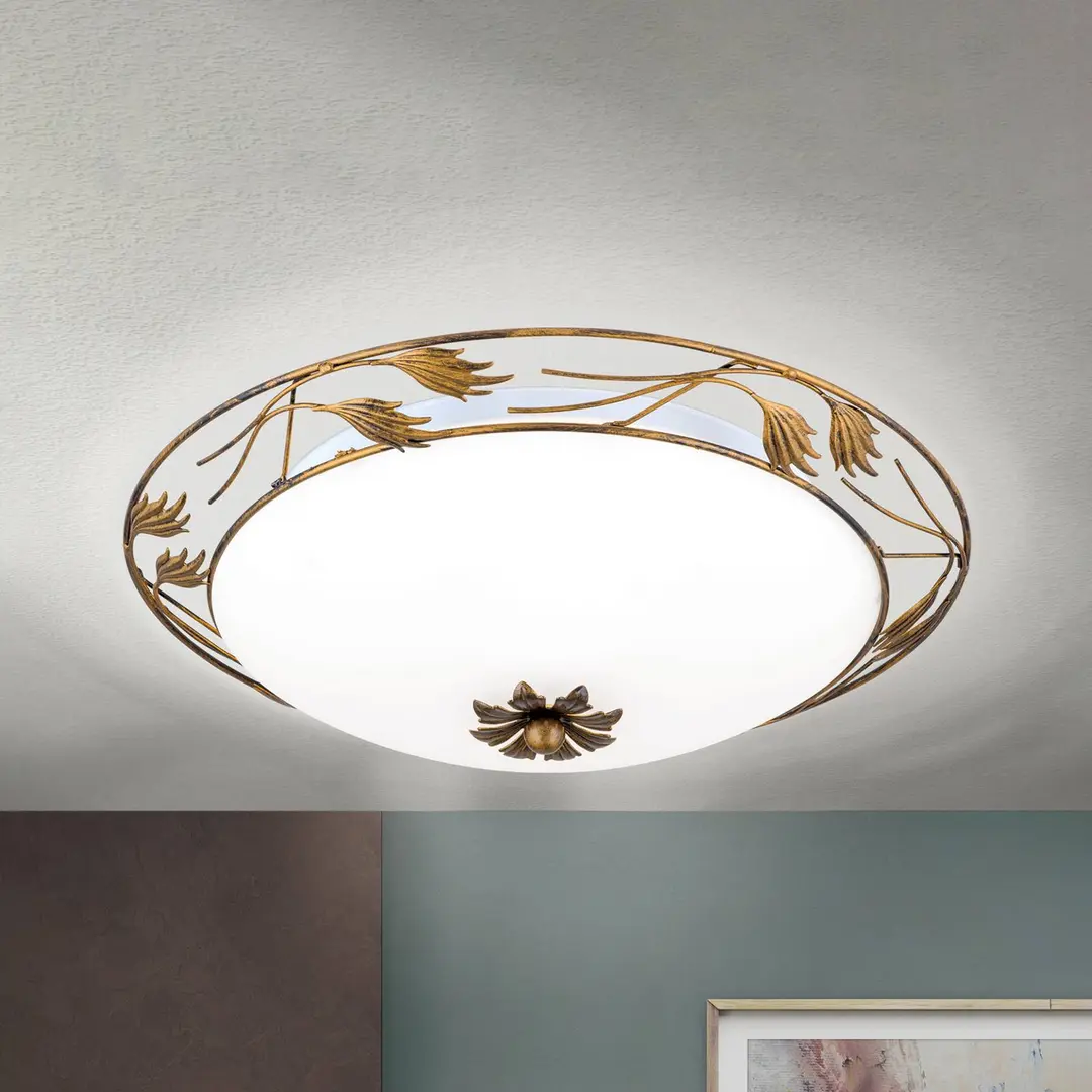 Orion Deckenleuchte Fleur, gold antik, Ø 50cm