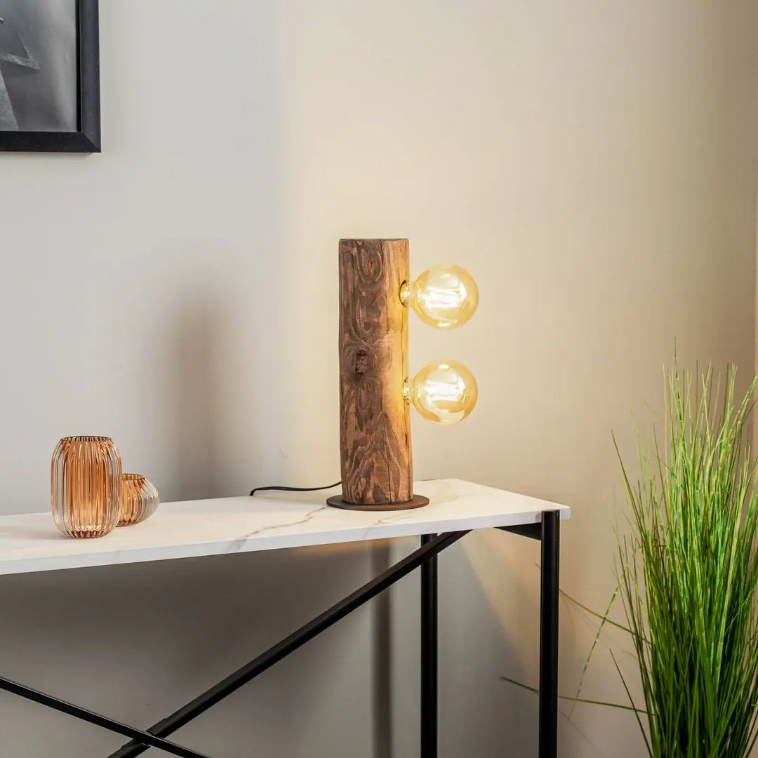 BRITOP Tischlampe Beam Kiefer dunkel 41 cm 2-flg.