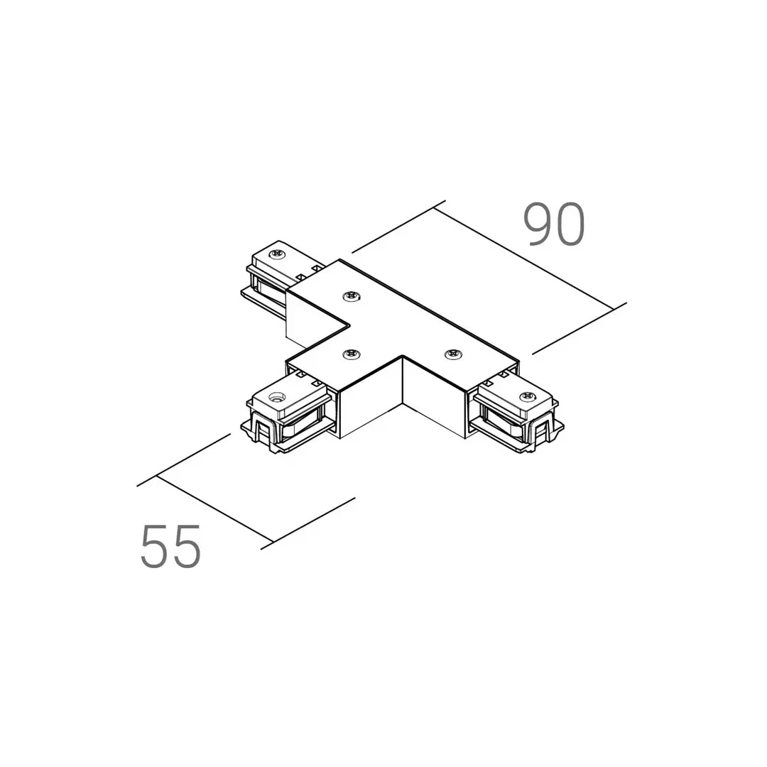Ivela T-Verbinder SQUARE 48 V, schwarz, Schutzleiter rechts