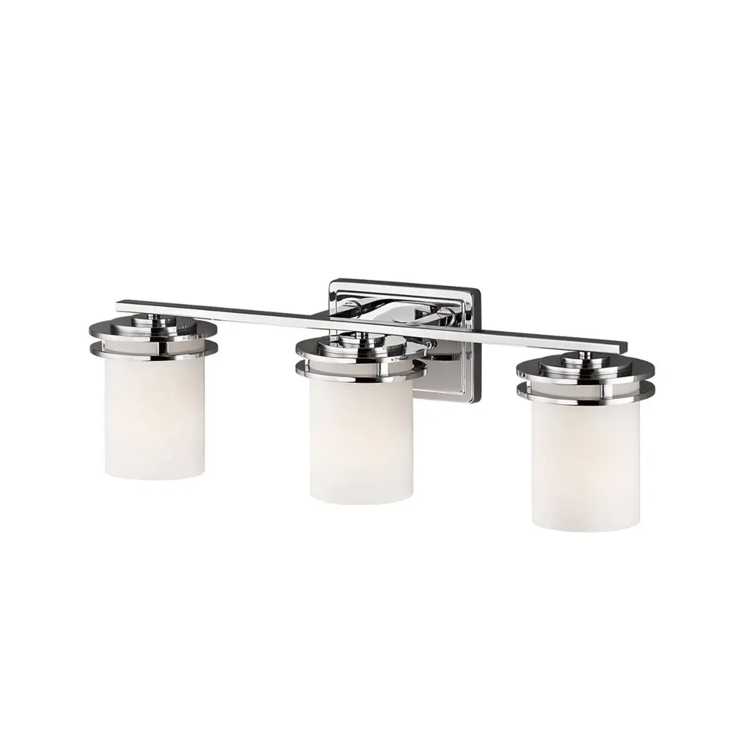KICHLER LED-Wandleuchte Hendrik IP44 Chrom/Glas, 3-flammig