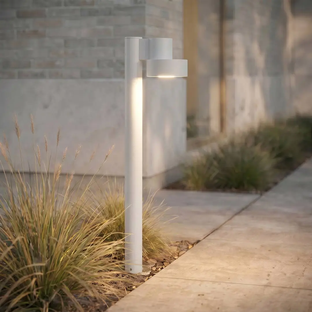 Lucande LED-Wegeleuchte Elune, hellgrau, IP44, Höhe 77 cm