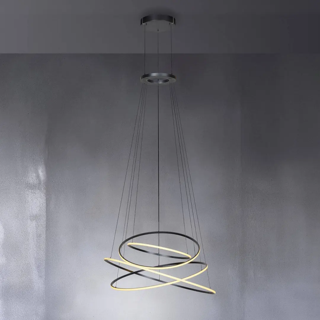 Pure LED-Hängelampe PURE E-Flying Rings, mystic grey, Ø110cm, CCT