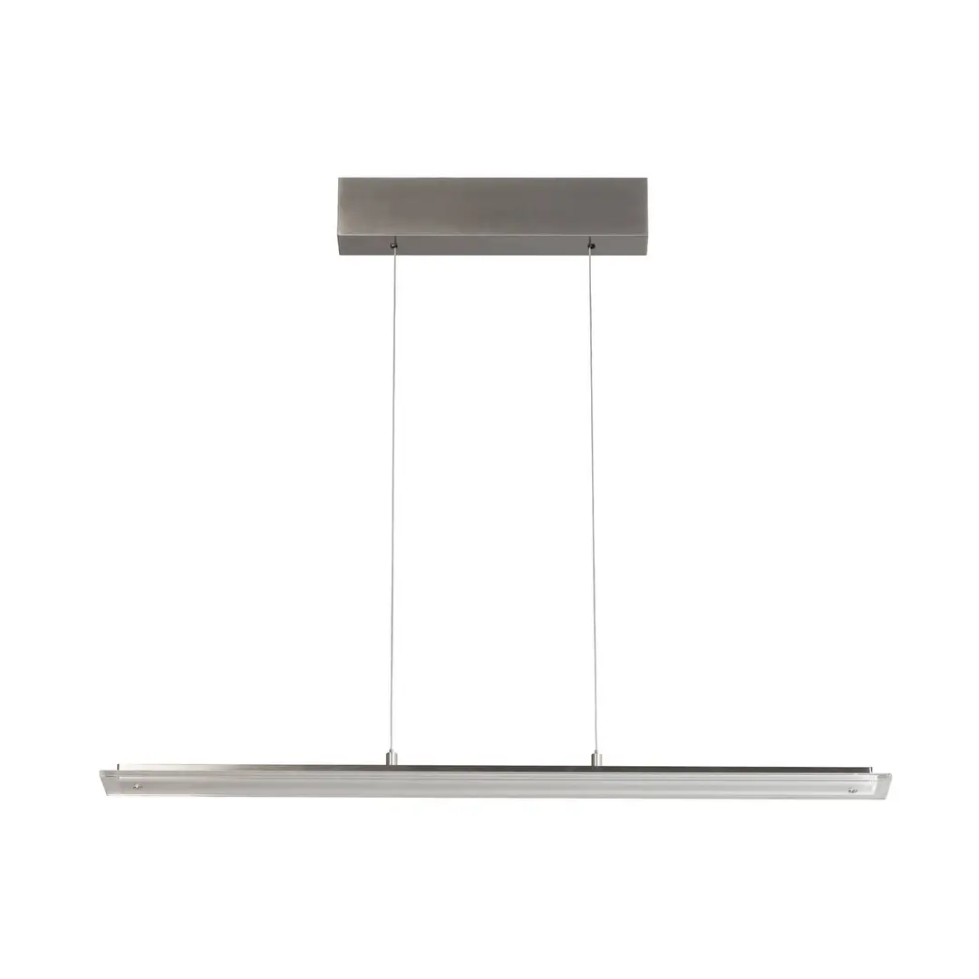 FISCHER & HONSEL LED-Hängelampe Torvi, nickel, Länge 88 cm, CCT, Touchdimmer