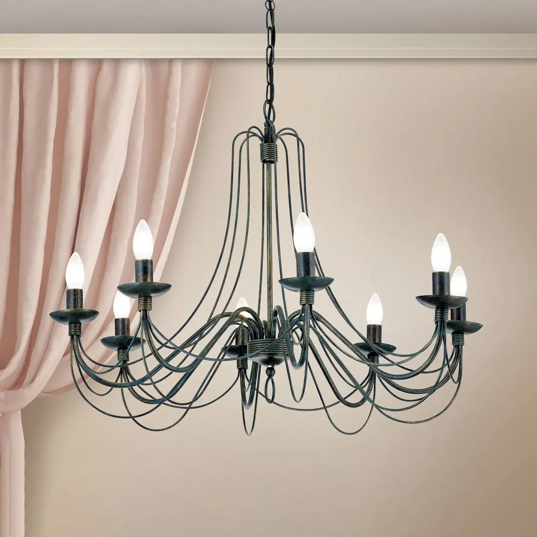 Orion Großer 8-fl. Kronleuchter CLARA im Landhausstil