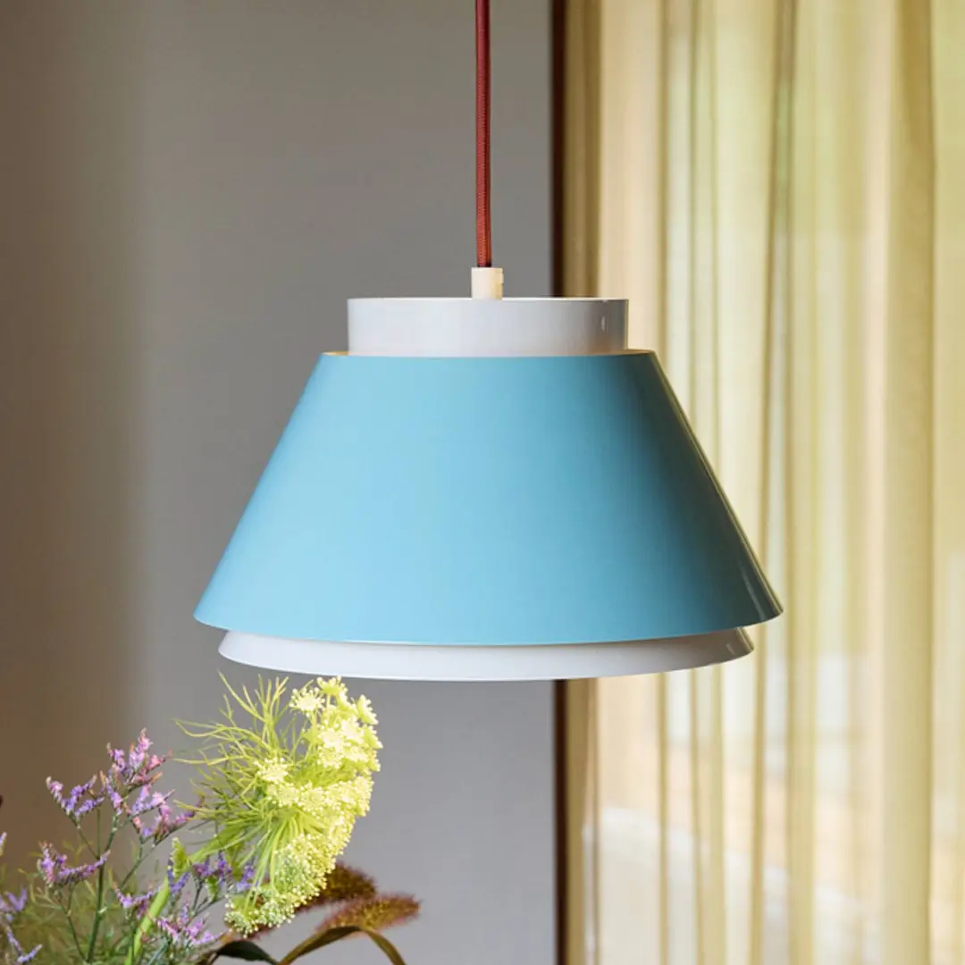 Hübsch Hängelampe Remi, blau/beige, Ø 25 cm, Metall