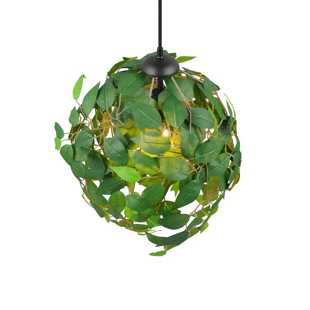 Reality Leuchten Hängeleuchte Leavy, schwarz/grün, Ø 38 cm, 1-flammig, E27