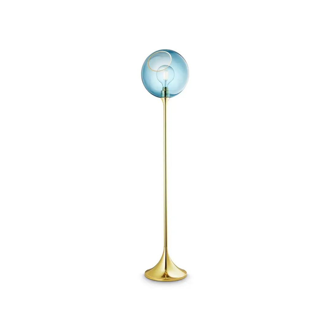 DESIGN BY US Stehleuchte Ballroom, blau, Glas, mundgeblasen, dimmbar