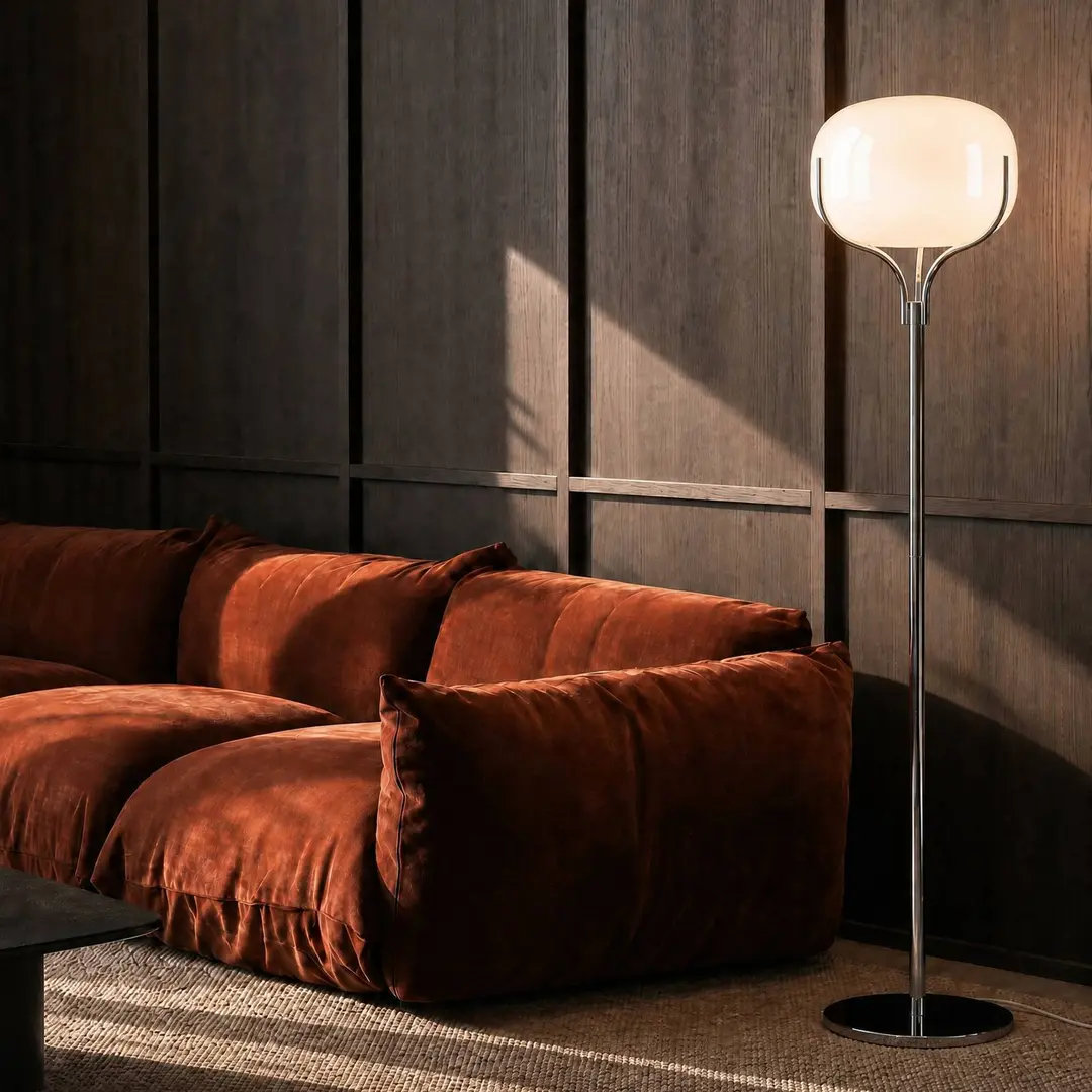 Lucande Stehleuchte Christo, Höhe 160 cm, chrom/weiß, Glas