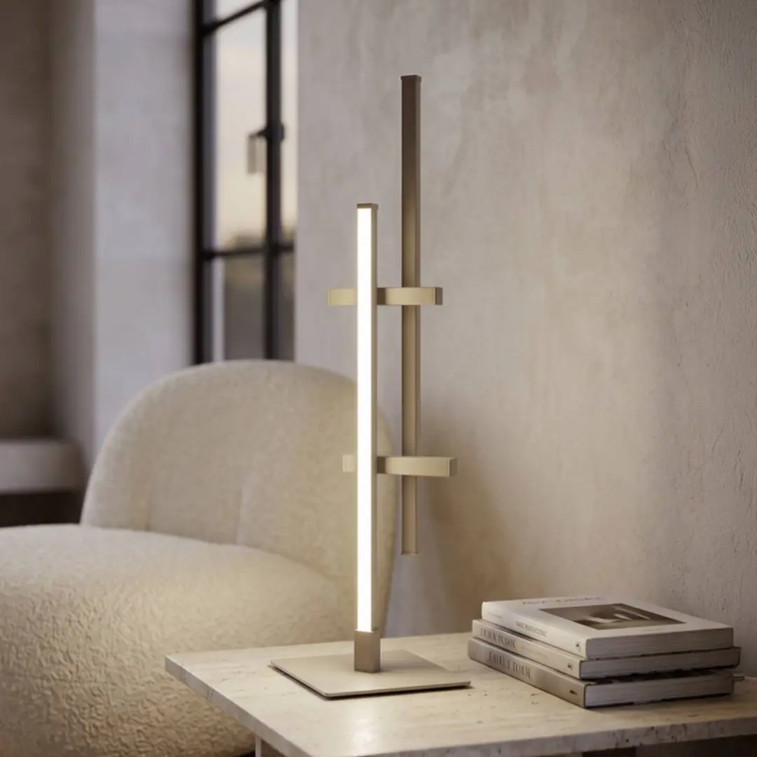 EGLO LED-Tischleuchte TREPILIANO, beige, Höhe 47 cm, Metall