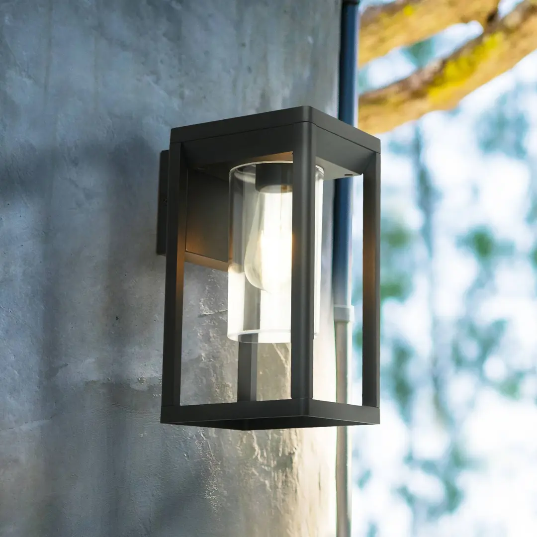 Searchlight Außenwandlampe Atlanta, schwarz, Breite 16 cm, Metall