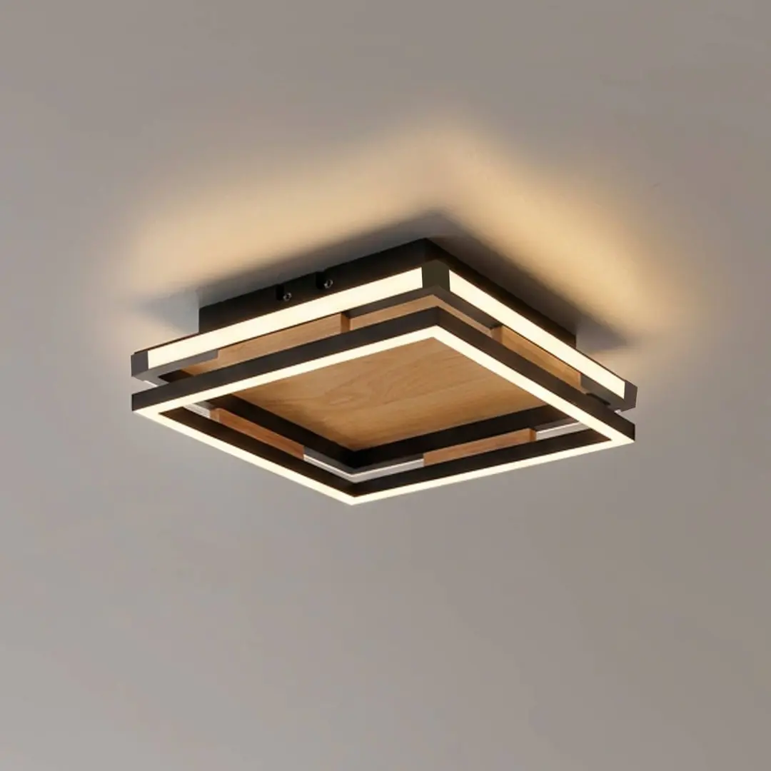 PAUL NEUHAUS LED-Deckenlampe Sveja, Länge 30 cm, schwarz/holzfarben, CCT